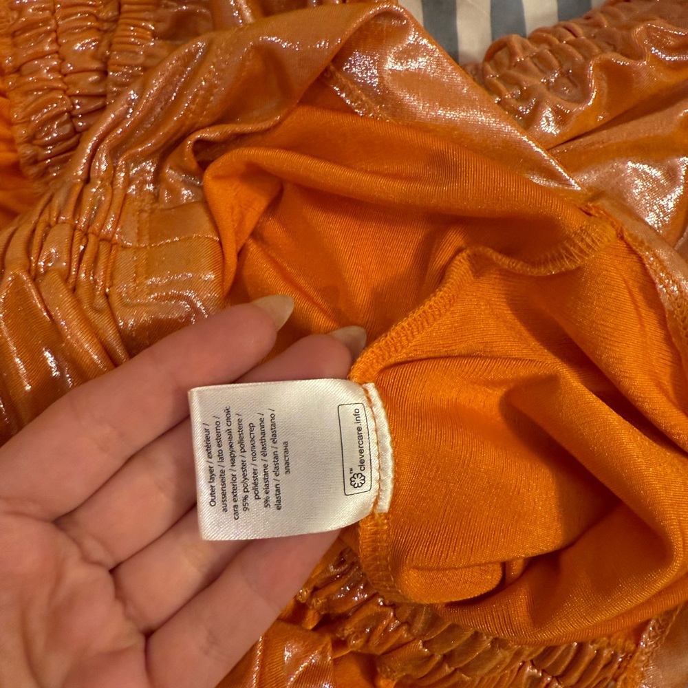 ROTATE Shimmering Orange Ruched Top - Picture 7 of 8